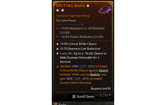 Legendary Ring[*9 Crit | *36 LH:Vulnerable | *10.5 RCR]