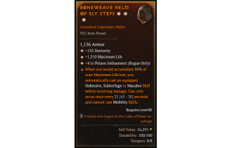 Legendary Helm[Rogue | *4 PoisonImbue | *135 DEX | *1310 Life]