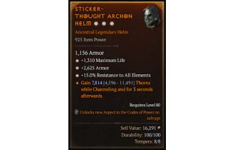 Legendary Helm[*15 ResistAll | *2625 Armor | *1310 Life]