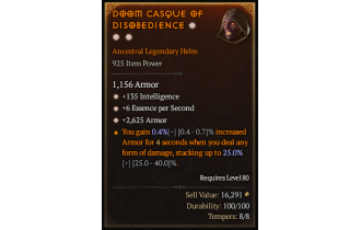 Legendary Helm[*2625 Armor | *6 ESpS | *135 INT]