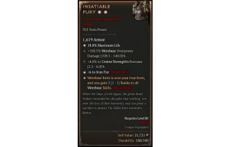 Insatiable Fury[*WEREBEAR 5 | *6 IronFur | *19 %Life | 4 UrsineStrength Bonuses | 108.5 DMG_OverpowerWerebear]