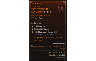 Legendary Pants[Rogue | *4 Heartseeker | *9 Dodge | *135 DEX]