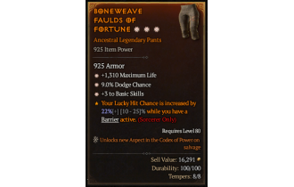 Legendary Pants[*3 BasicSkills | *9 Dodge | *1310 Life]