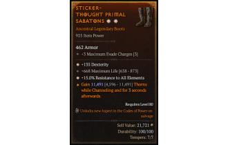 Legendary Boots[*15 ResistAll | *135 DEX | 668 Life]