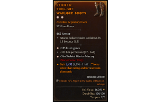 Legendary Boots[Necromancer | *3 SkelWarrior | *135 INT]