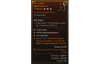 Legendary Boots[Druid | *4 Hurricane | *2625 Armor | *60 LR]