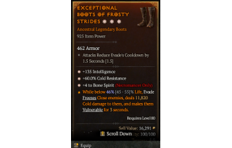 Legendary Boots[Necromancer | *4 BoneSpirit | *135 INT | *60 CR]