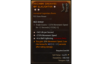 Legendary Boots[Sorcerer | *4 BallLightning | *27 MS]