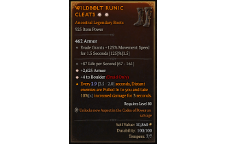 Legendary Boots[Druid | *4 Boulder | *2625 Armor]