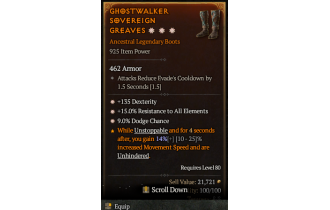 Legendary Boots[*15 ResistAll | *9 Dodge | *135 DEX]