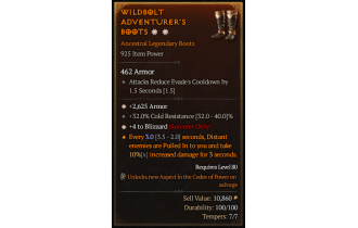 Legendary Boots[Sorcerer | *4 Blizzard | *2625 Armor | 32 CR]