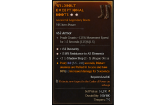 Legendary Boots[*15 ResistAll | *135 DEX | 2 ShadowStep]