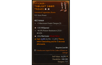 Legendary Boots[Druid | *4 Hurricane | *135 WP | 40 PR]