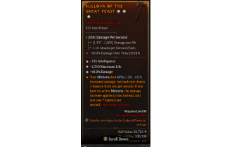 Legendary One-Handed Axe[*45 DMG | *135 INT | *1310 Life]