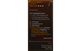 Legendary Polearm[*90 DMG | *270 STR | *2620 Life]