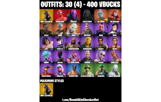 UNIQUE - Spiderman, Darth Vader  [30 Skins, 400 Vbucks, 39 Axes, 38 Emotes, 55 Gliders and MORE!]