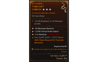 Legendary Amulet[Sorcerer | *3 Hoarfrost | *12 Crit | *20 MR]