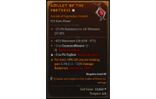 Legendary Amulet[Barbarian | *3 PitFighter | 2 Counteroffensive | 825 Life]