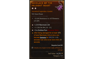 Legendary Amulet[Sorcerer | *3 EndlessPyre | *1310 Life | 11 LoH]