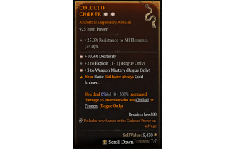 Legendary Amulet[Rogue | *3 WeaponMastery | *10.9% DEX | 2 Exploit]