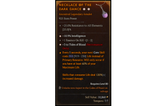 Legendary Amulet[Necromancer | *3 TidesOfBlood | *10.9% INT]