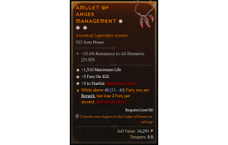 Legendary Amulet[Barbarian | *3 Duelist | *1310 Life]