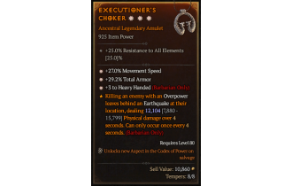 Legendary Amulet[Barbarian | *3 HeavyHanded | *27 MS | *29.2 TA]