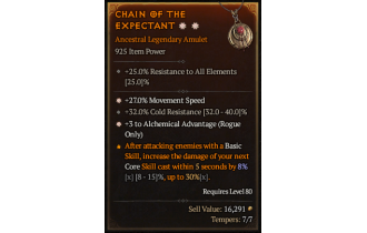 Legendary Amulet[Rogue | *3 AlchemicalAdvantage | *27 MS | 32 CR]