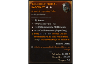 Legendary Helm[Rogue | *4 ColdImbue | *15 ResistAll | 90 DEX]