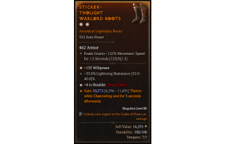 Legendary Boots[Druid | *4 Boulder | *135 WP | 33 LR]