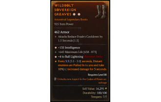 Legendary Boots[Sorcerer | *4 BallLightning | *135 INT | 645 Life]