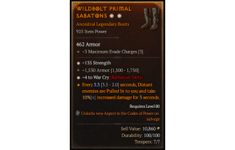 Legendary Boots[Barbarian | *4 WarCry | *135 STR | 1530 Armor]