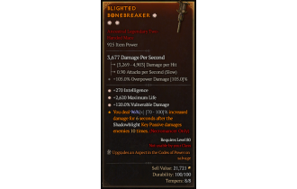 Legendary Two-Handed Mace[*120 DMG_Vulnerable | *270 INT | *2620 Life]