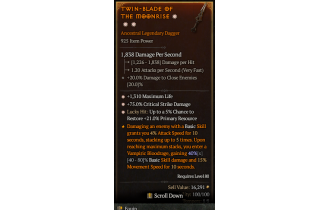 Legendary Dagger[*21 LH:Res | *75 DMG_Crit | *1310 Life]