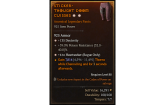 Legendary Pants[Rogue | *4 Heartseeker | *135 DEX | 39 PR]