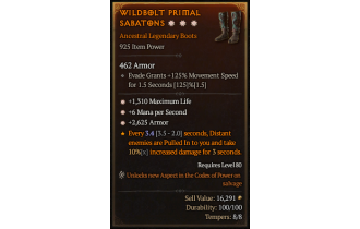 Legendary Boots[*2625 Armor | *6 MpS | *1310 Life]