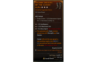 Legendary Boots[Necromancer | *4 BoneSpirit | *135 INT | *1310 Life]