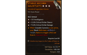 Legendary Gloves[*12 Crit | *75 DMG_Crit | *135 INT]