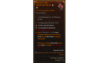 Legendary Amulet[Necromancer | *3 ImperfectlyBalanced | *12 LHC | 714 Life]