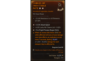 Legendary Amulet[Rogue | *3 FrigidFinesse | *13.5 ATKSPD | 6 LHC]