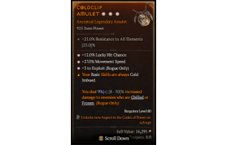 Legendary Amulet[Rogue | *3 Exploit | *27 MS | *12 LHC]