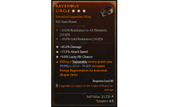 Legendary Ring[*13.5 ATKSPD | *9 LHC | *45 DMG]