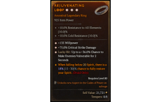 Legendary Ring[*36 LH:Vulnerable | *75 DMG_Crit | *135 WP]