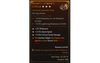 Legendary Ring[*13.5 ATKSPD | *75 DMG_Crit | *135 WP]