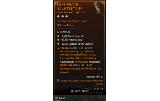 Legendary Gloves[*12 Crit | *13.5 ATKSPD | *1310 Life]