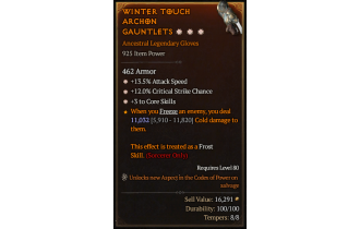 Legendary Gloves[*3 CoreSkills | *12 Crit | *13.5 ATKSPD]