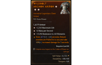 Legendary Chest Armor[*15 ResistAll | *6 MpS | *1310 Life]