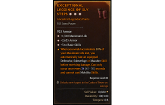 Legendary Pants[*3 BasicSkills | *2625 Armor | *1310 Life]