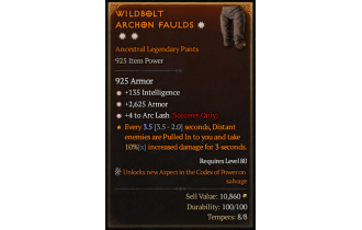 Legendary Pants[Sorcerer | *4 ArcLash | *2625 Armor | *135 INT]