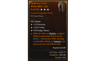 Legendary Pants[*2625 Armor | *9 Dodge | *135 DEX]